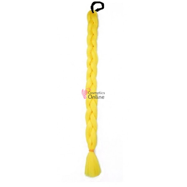 Coada de par impletita cu elastic de 40cm Cod: CFT003 Galben